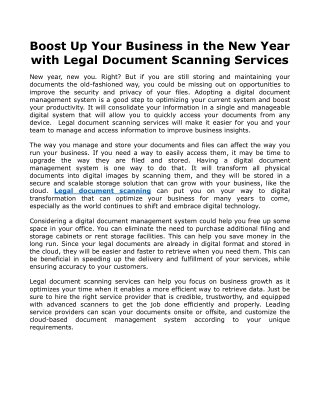 Boost Up Your Business in the New Year with Legal Document Scanning Services