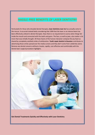 HASSLE-FREE BENEFITS OF LASER DENTISTRY