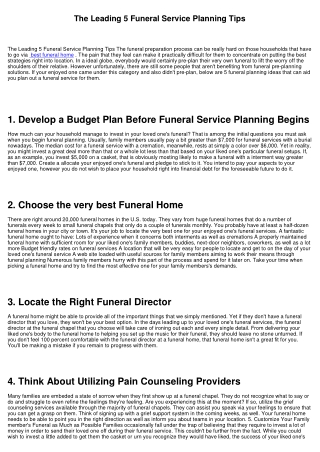 The Top 5 Funeral Preparation Tips