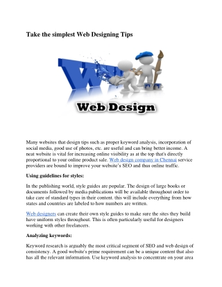 Take the simplest Web Designing Tips