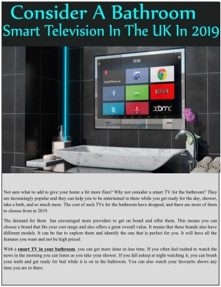 Consider A Bathroom Smart Television In The UK In 2019