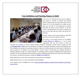 Free Exhibition and Painting Classes in Delhi