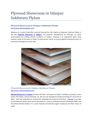 Plywood Showroom in Udaipur Sukhmani Plylam