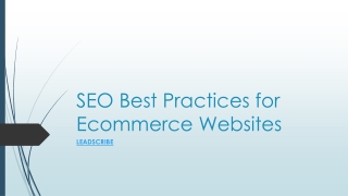 SEO Best Practices for Ecommerce Websites