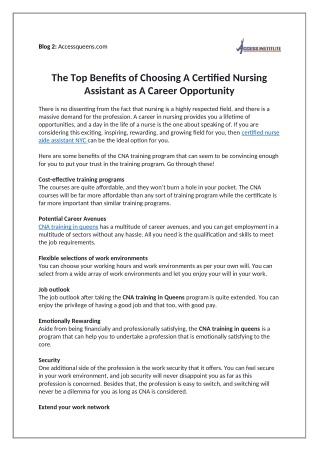 The Top Benefits of Choosing A Certified Nursing Assistant as A Career Opportunity