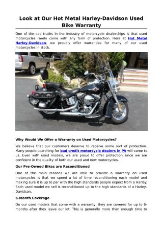 Look at Our Hot Metal Harley-Davidson Used Bike Warranty