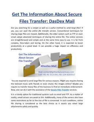 Get The Information About Secure Files Transfer – DasDex Mail