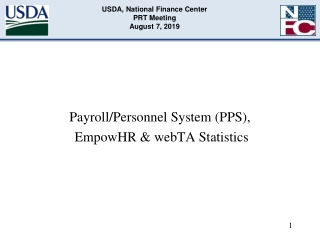 USDA, National Finance Center PRT Meeting August 7, 2019