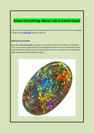 Know Everything About Lab-Created Opals