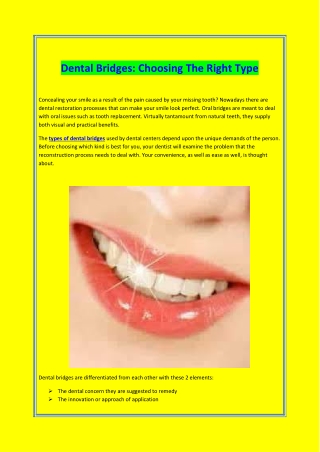 Dental Bridges: Choosing The Right Type