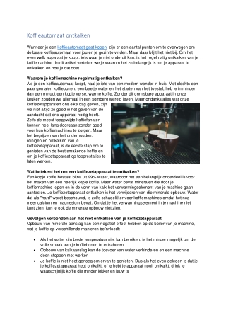 Koffieautomaat ontkalken