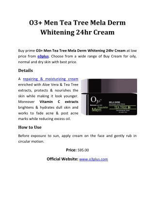 Men Tea Tree Mela Derm Whitening 24hr Cream
