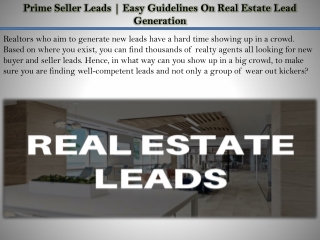 Prime Seller Leads | Easy Guidelines On Real Estate Lead Generation