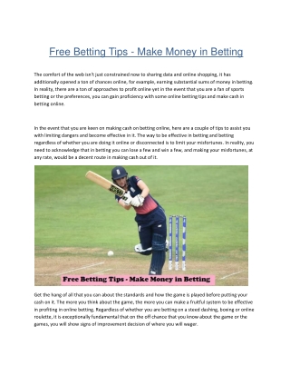 Free Betting Tips - Make Money in Betting