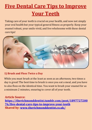 Five dental care tips to improve your teeth