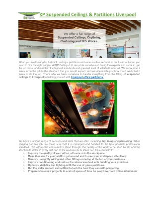 KP Suspended Ceilings & Partitions Liverpool
