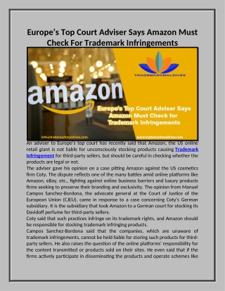 Europe’s Top Court Adviser Says Amazon Must Check For Trademark Infringements