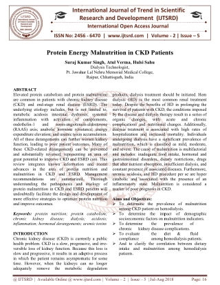 Protein Energy Malnutrition in CKD Patients