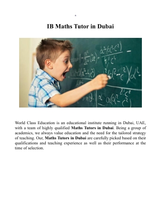 IB Maths Tutors in Dubai