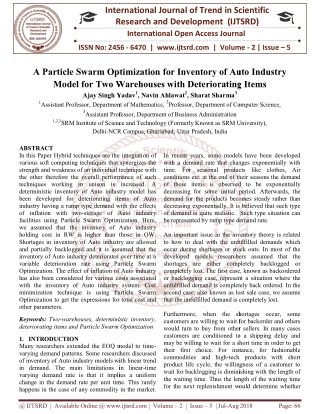 A Particle Swarm Optimization for Inventory of Auto Industry Model for Two Warehouses with Deteriorating Items