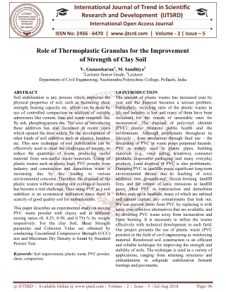 Role of Thermoplastic Granulus for the Improvement of Strength of Clay Soil