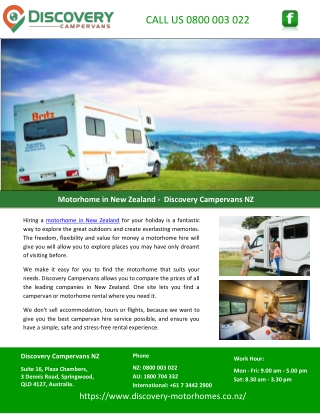 Motorhome in New Zealand -  Discovery Campervans NZ