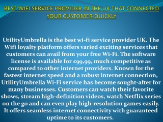 BEST WIFI SERVICE PROVIDER IN THE UK THAT CONNECTED YOUR CUSTOMER QUICKLY