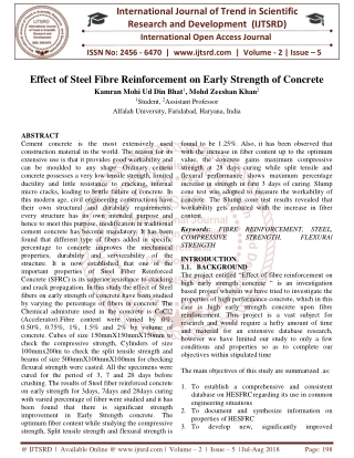 Effect of Steel Fibre Reinforcement on Early Strength of Concrete