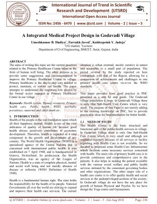 A Integrated Medical Project Design in Godavadi Village