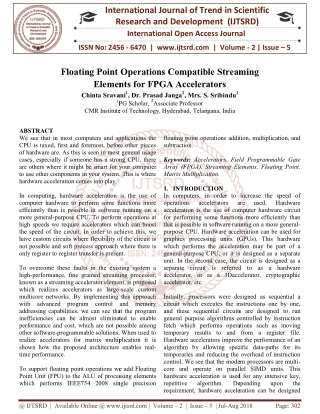 Floating Point Operations Compatible Streaming Elements for FPGA Accelerators