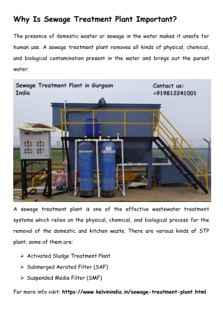 Why Is Sewage Treatment Plant Important?