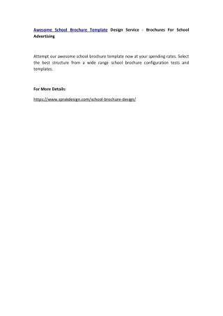 Awesome School Brochure Template Design Service - Brochures For School Advertising