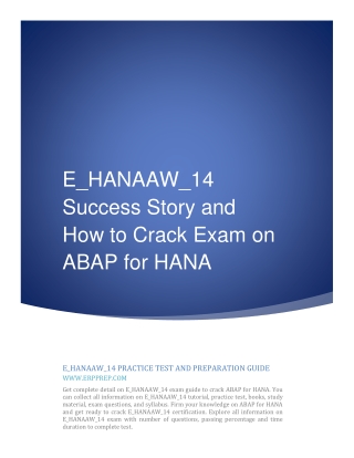 E_HANAAW_14 Success Story and How to Crack Exam on ABAP for HANA