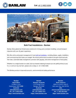 Bulk Fuel Installations – Banlaw