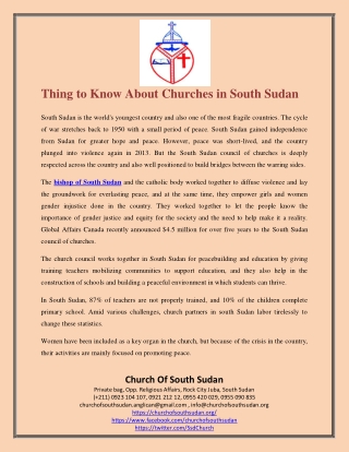 Thing to Know About Churches in South Sudan