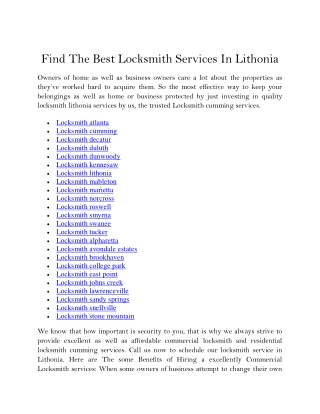 Find The Best Locksmith Services In Lithonia