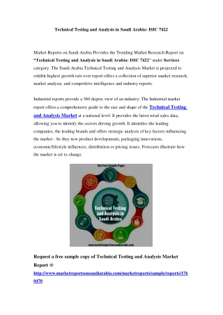 Saudi Arabia Technical Testing and Analysis Market Opportunity and Forecast Till 2023