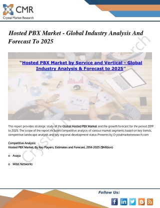 Hosted Pbx Market - Global Industry Analysis & Forecast to 2025