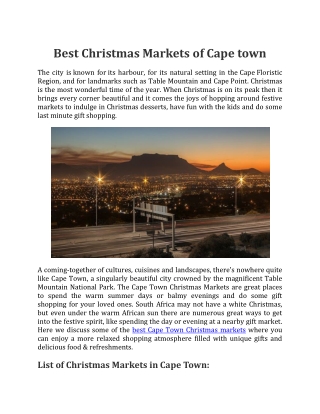 Best Christmas Markets of Cape town