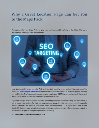 Why a Great Location Page Can Get You to the Maps Pack