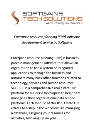 Enterprise resource planning (ERP) software development service provider in Greater Noida