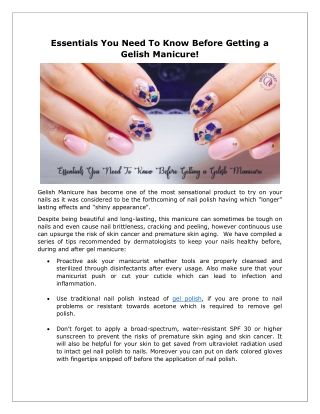 Essentials You Need To Know Before Getting a Gelish Manicure!