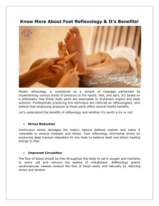 Know More About Foot Reflexology & It's Benefits!