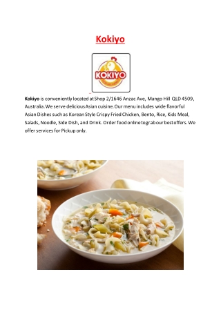 5% Off - Kokiyo restaurant Menu Mango Hill, QLD