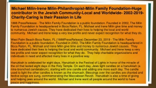 Michael Milin-Irene Milin-Philanthropist-Milin Family Foundation-Huge contributor in the Jewish Community-Local and Worl