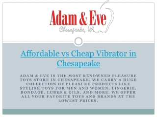 Affordable vs Cheap Vibrator in Chesapeake