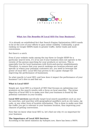 What Are The Benefits Of Local SEO For Your Business?