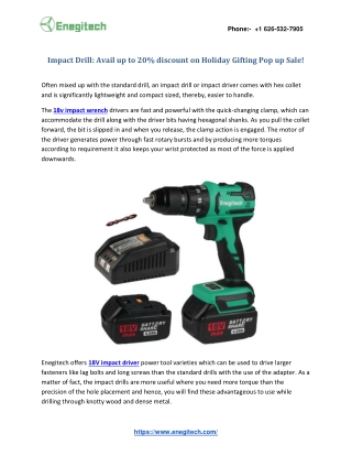 Impact Drill: Avail up to 20% discount on Holiday Gifting Pop up Sale!