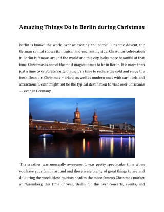 Amazing Things Do in Berlin during Christmas