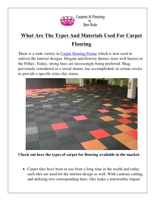 What Are The Types And Materials Used For Carpet Flooring